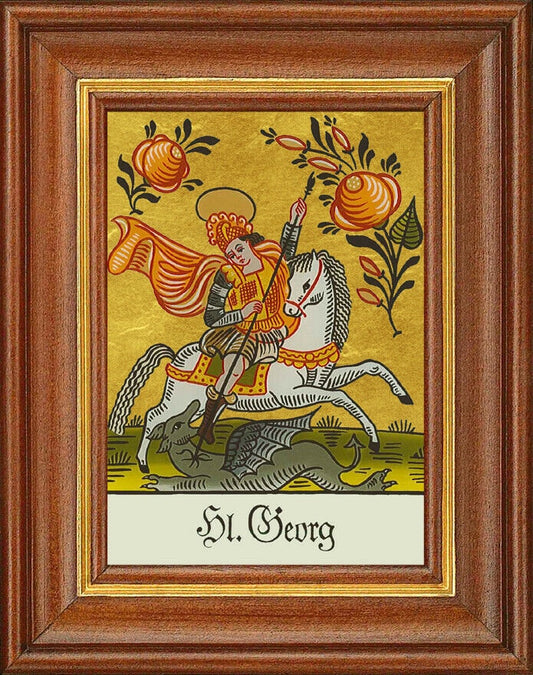 Hinterglasbild - heiliger georg - patronatsbild taufe namenspatron 12,7x16