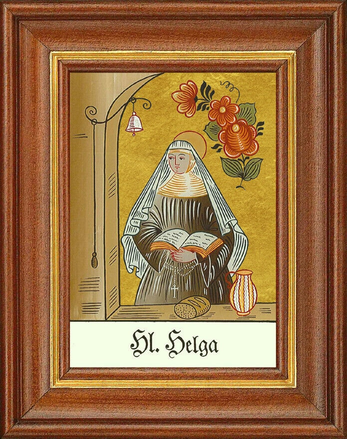 Hinterglasbild - heilige helga - patronatsbild taufe namenspatron 12,7x16