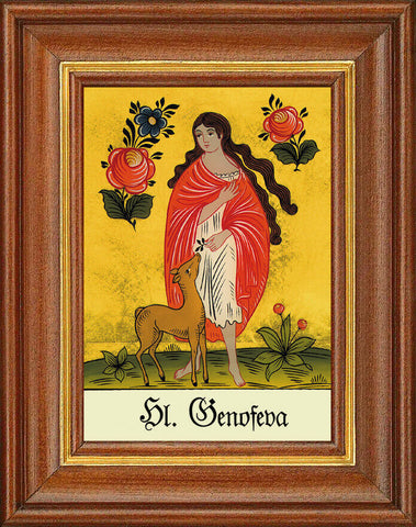 Hinterglasbild - heilige genofeva - patronatsbild taufe namenspatron 12,7x16