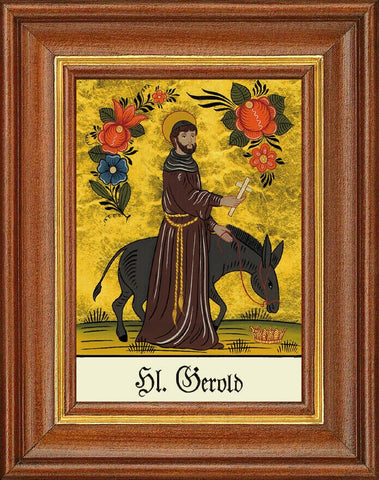 Hinterglasbild - heiliger gerold - patronatsbild taufe namenspatron 12,7x16