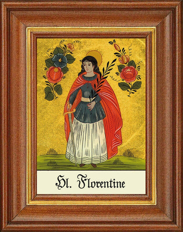 Hinterglasbild - heilige florentine - patronatsbild taufe namenspatron 12,7x16