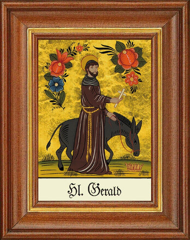 Hinterglasbild - heiliger gerald - patronatsbild taufe namenspatron 12,7x16