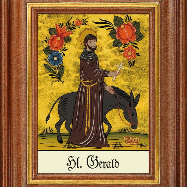 Hinterglasbild - heiliger gerald - patronatsbild taufe namenspatron 12,7x16