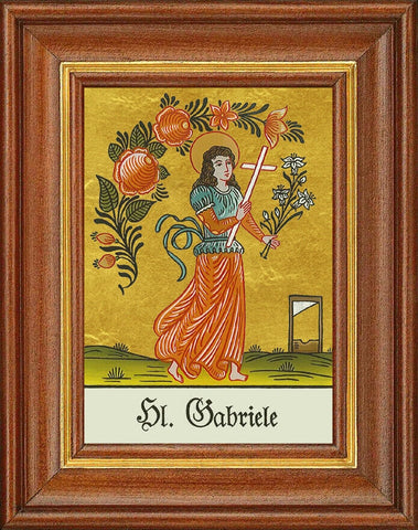 Hinterglasbild - heilige gabriele - patronatsbild taufe namenspatron 12,7x16