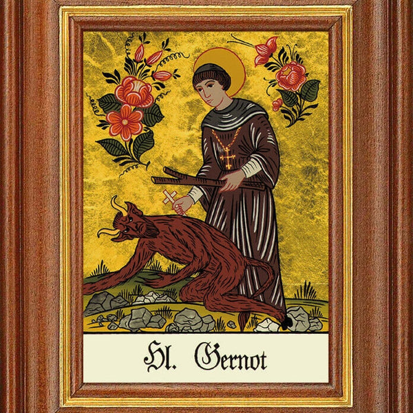 Hinterglasbild - heiliger gernot - patronatsbild taufe namenspatron 12,7x16