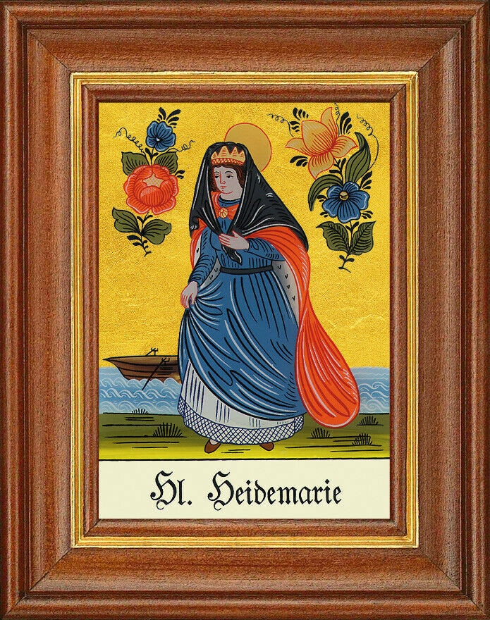 Hinterglasbild - heilige heidemarie - patronatsbild taufe namenspatron 12,7x16