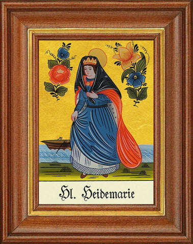 Hinterglasbild - heilige heidemarie - patronatsbild taufe namenspatron 12,7x16