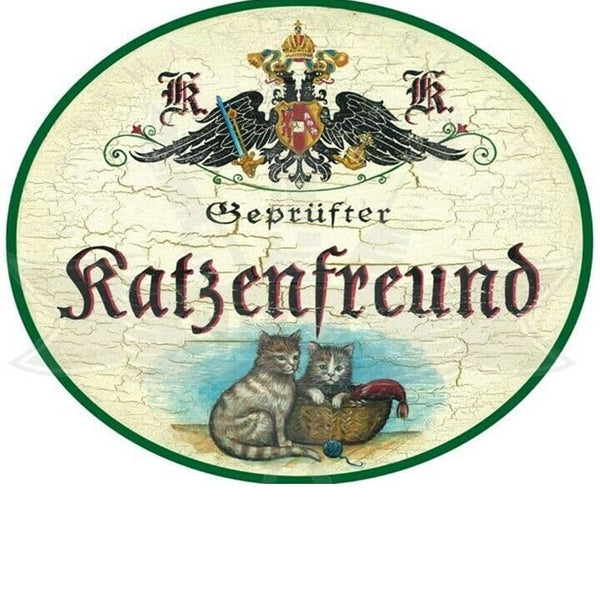 KuK Nostalgie Holzschild "Katzenfreund" (Größe: 14x17)