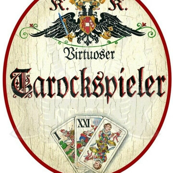 KuK Nostalgie Holzschild "Tarockspieler" (Größe: 14x17)