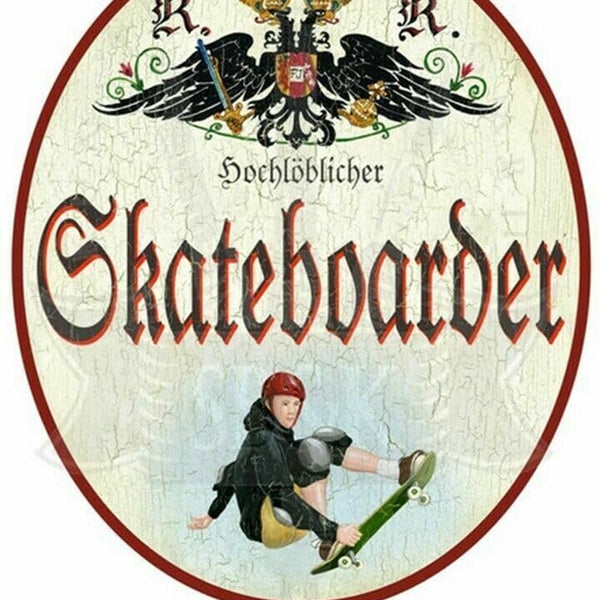 KuK Nostalgie Holzschild "Skateboarder" (Größe: 14x17)
