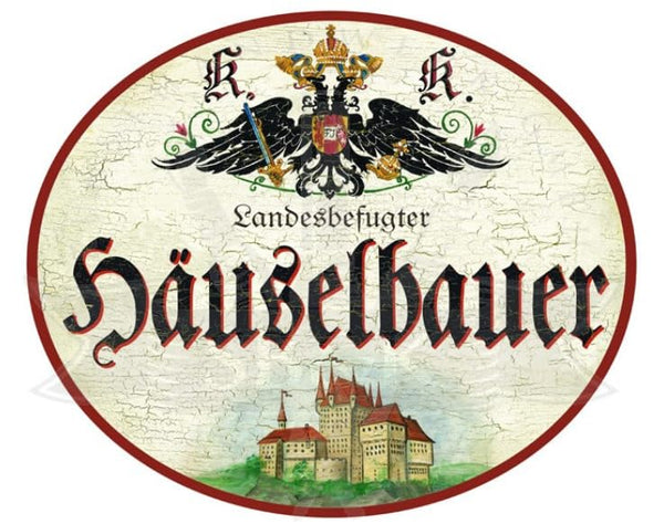 KuK Nostalgie Holzschild Landesbefugter Häuselbauer (Größe: 14x17)