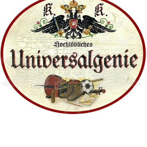 KuK Nostalgie Holzschild "Universalgenie Fussball" (Größe: 14x17)