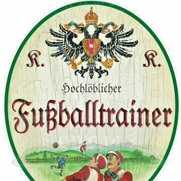 KuK Nostalgie Holzschild "Fussballtrainer" (Größe: 14x17)