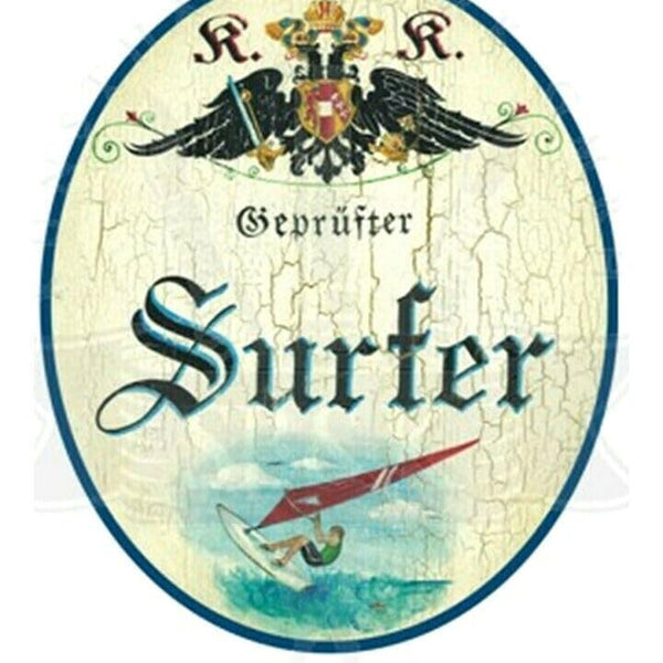 KuK Nostalgie Holzschild "Surfer" (Größe: 19x23)
