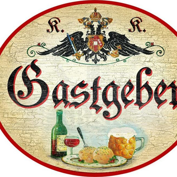 KuK Nostalgie Holzschild Gastgeber (Größe: 19x23)