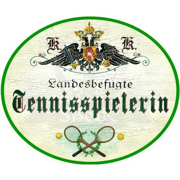 KuK Nostalgie Holzschild "TennisspielerIn" (Größe: 19x23)