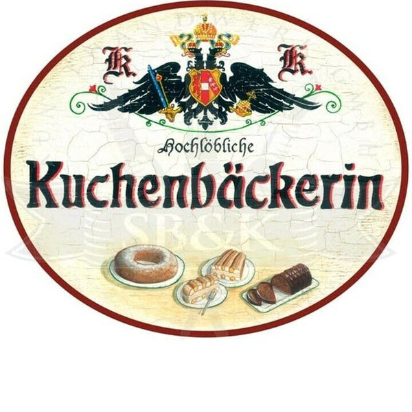 KuK Nostalgie Holzschild "Kuchenbäckerin Bisquit" (Größe: 19x23)