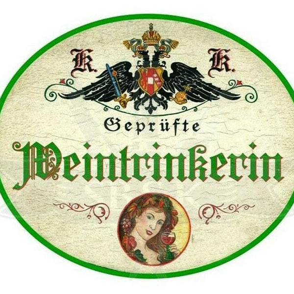 KuK Nostalgie Holzschild "Weintrinkerin" (Größe: 28x34)