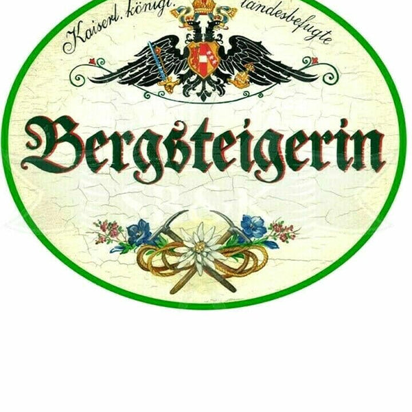 KuK Nostalgie Holzschild "BergsteigerIn" (Größe: 28x34)
