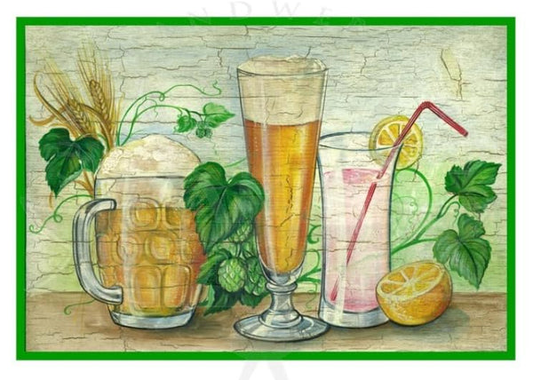 KuK Nostalgie Holzschild Bier und Drinks (Größe: 28x34)