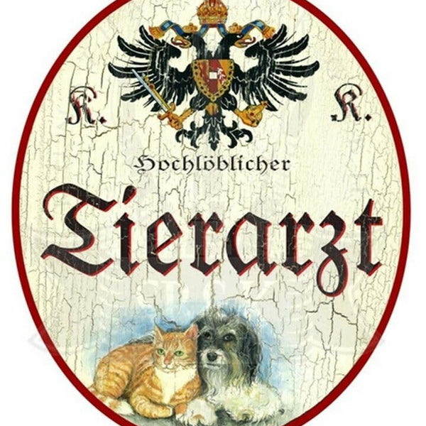 KuK Nostalgie Holzschild "Tierarzt" (Größe: 28x34)