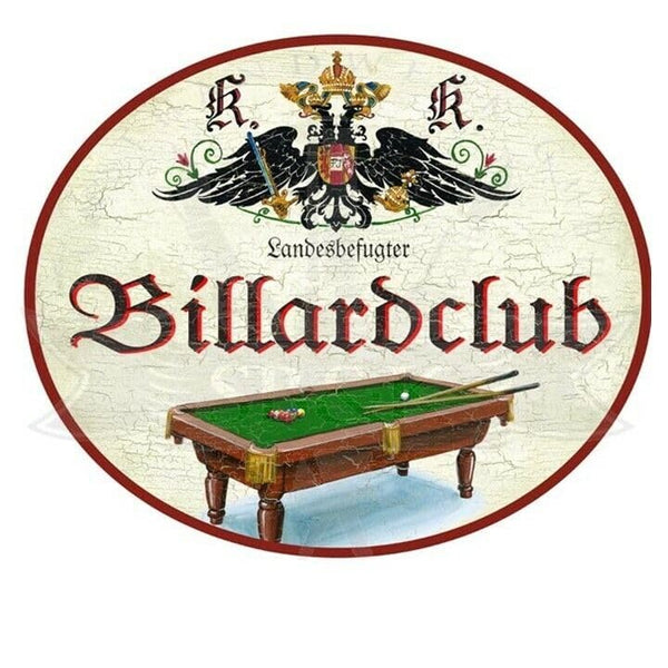 KuK Nostalgie Holzschild "Billardclub" (Größe: 14x17)