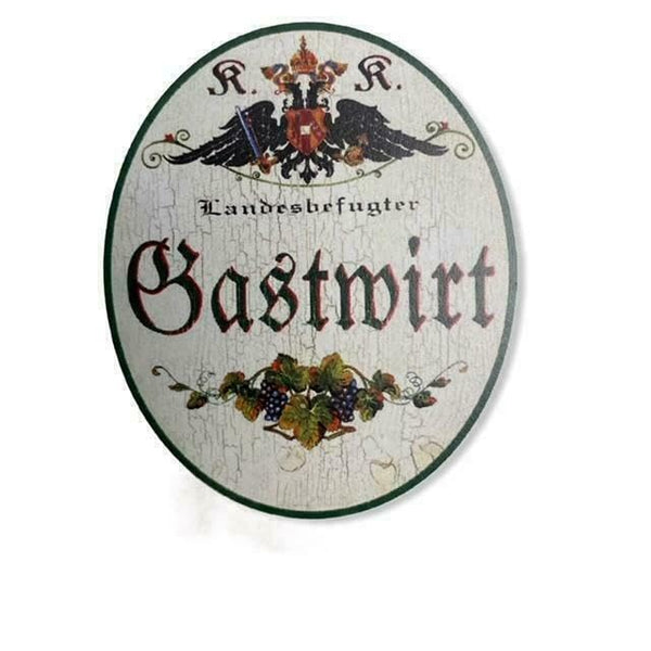 KuK Nostalgie Holzschild Landesbefugter Gastwirt (Größe: 14x17)
