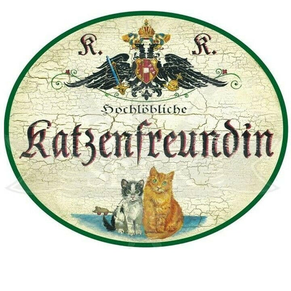 KuK Nostalgie Holzschild "Katzenfreundin" (Größe: 19x23)