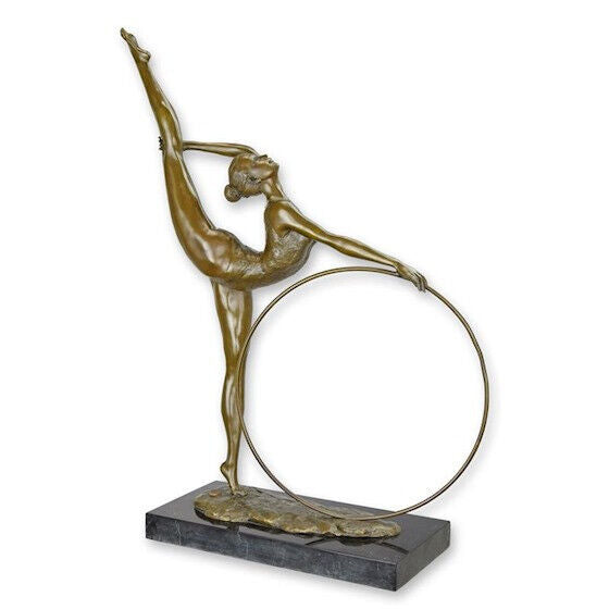 Bronze Skulptur auf Marmor Block Reifen Tänzerin H 57 L 14,2 NLBE-35