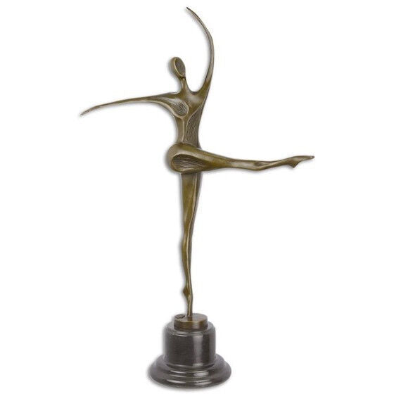 Bronze Skulptur auf Marmor Block Tänzerin H 56,9 L 12,9 NLBE-65
