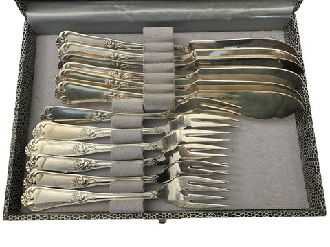 Schönes 800er Silber  Fischbesteck von BRUCKMANN und Reiner im Etui 12 Teilig