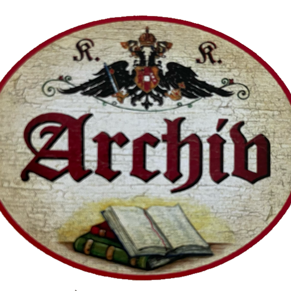 KuK Nostalgie Holzschild Archiv Archivierung Akten Dokumente Buch Lager Schild