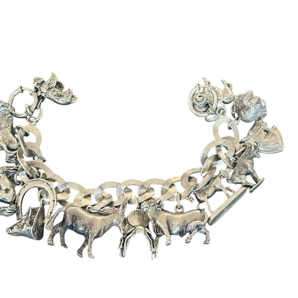 Highlight Charivari Kette Silber 13 Anhänger Tiere Silber Kette 22 cm gepunzt
