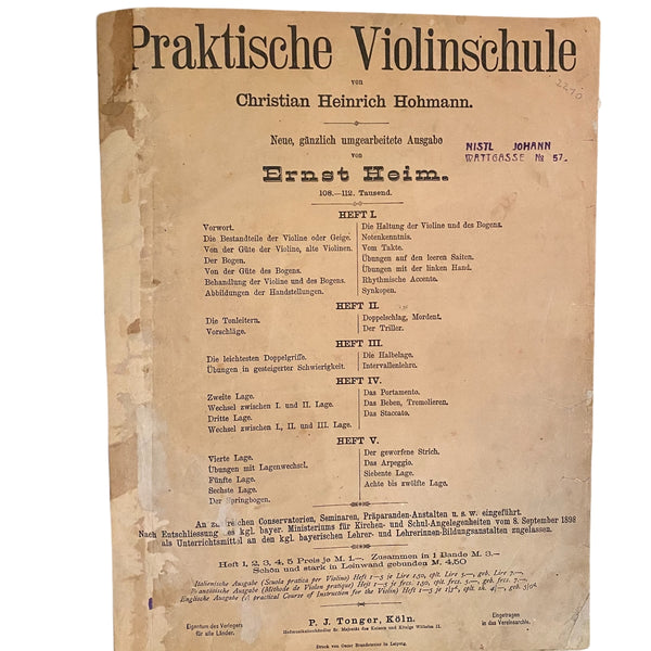 2210 Hohmann PRAKTISCHE VIOLINSCHULE NEUE GÄNZLICH UMGEARBEITETE AUSGABE