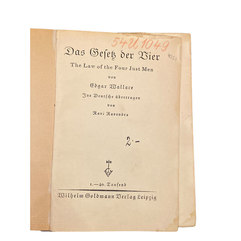 4251 Edgar Wallace DAS GESETZ DER VIER HC übers. v. R. Ravendro