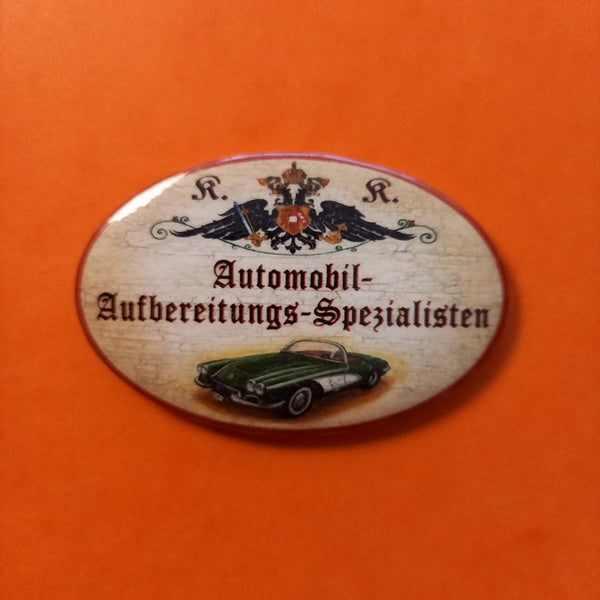 Nostalgie KuK Flaschenöffner Magnet Automobil Aufbereitungs Spezialisten