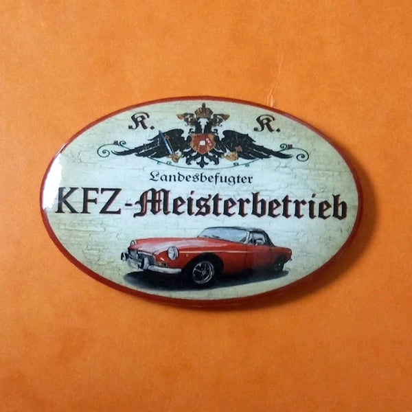 Nostalgie KuK Flaschenöffner Magnet Landesbefugter KFZ Meisterbetrieb