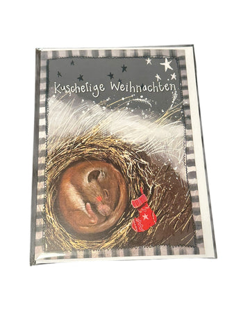 Alex Clark Weihnachtskarte Kuschelige Weihnachten – Schlafende Maus im Nest