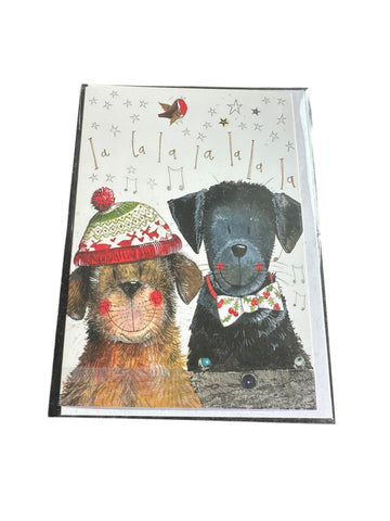 Alex Clark Weihnachtskarte „La la la la la – Singende Hunde“