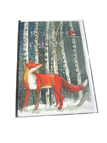 Alex Clark Weihnachtskarte „Besinnliche Festtage – Fuchs im Winterwald“