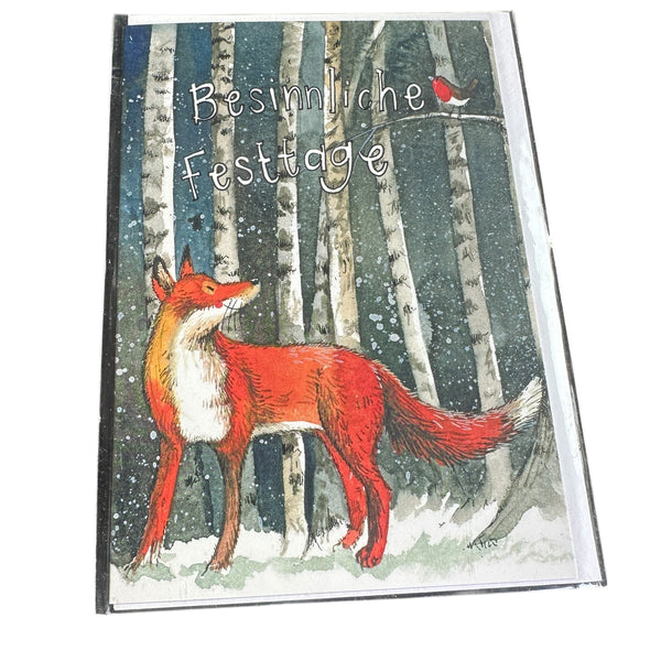 Alex Clark Weihnachtskarte „Besinnliche Festtage – Fuchs im Winterwald“
