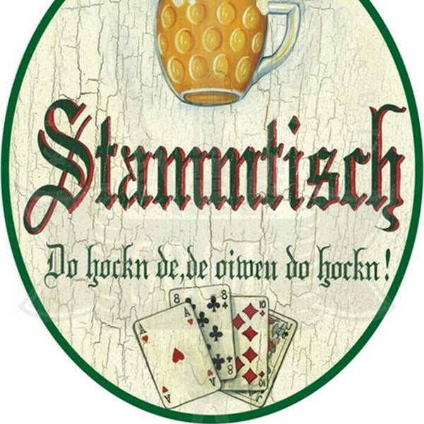 KuK Nostalgie Holzschild "Stammtisch- Bier und Karten"