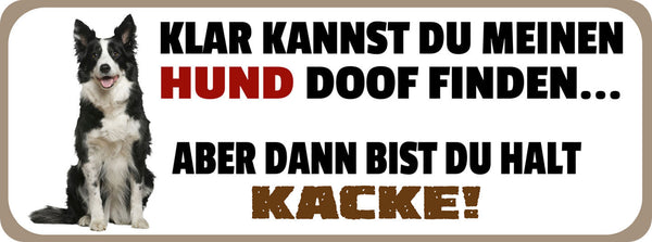 Schild Klar Kannst Du Meinen Hund Finden Aber Dann Bist Du Halt Kacke 27 x 10