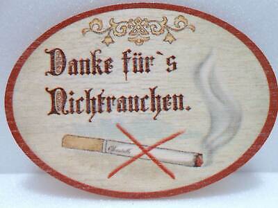 Nostalgie Retro Türschild Nichtrauchen antik Birkensperrholz oval 9x6,5cm