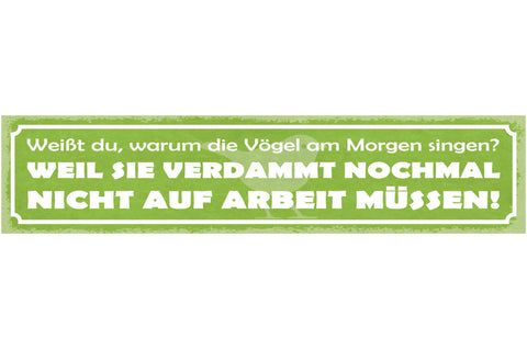 Schild Weißt Du Warum Vögel Am Morgen Singen Weil Sie Nicht Auf Arbeit Müssen