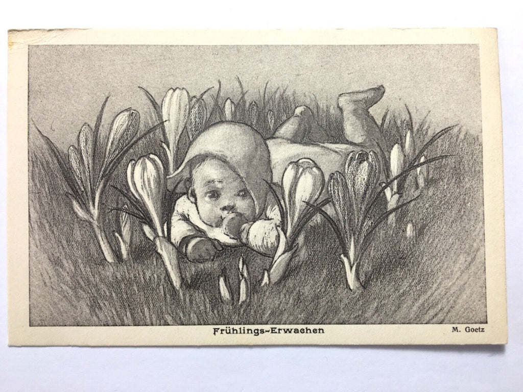 Frühlings-Erwachen (M. Goetz) - Baby in Blumenwiese - Künstlerkarte 40199 TH