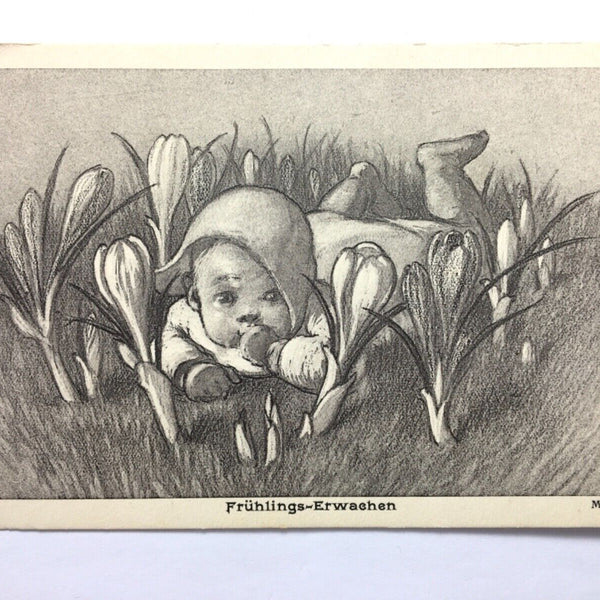Frühlings-Erwachen (M. Goetz) - Baby in Blumenwiese - Künstlerkarte 40199 TH