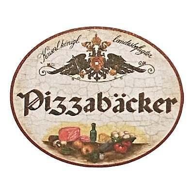 K&K Nostalgie Holzschild landesbefugter Pizzabäcker 14x17