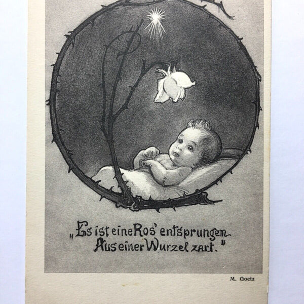 Es ist eine Rose entsprungen (M. Goetz) - Baby mit Rose - Künstlerkarte 40200 TH