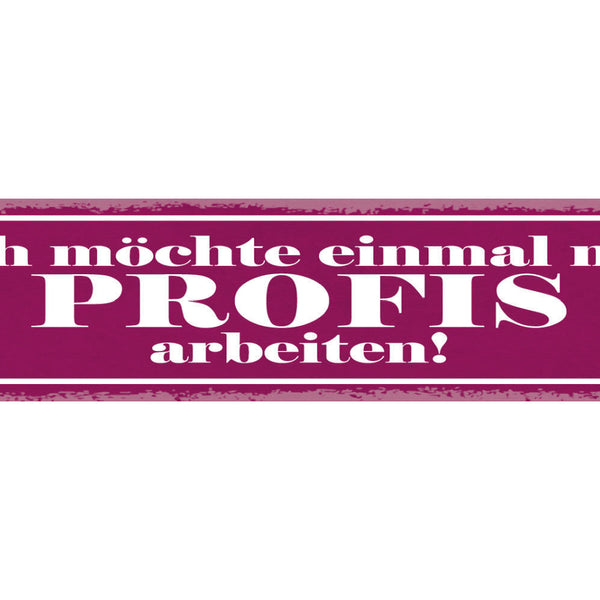 Schild Ich Möchte Einmal mit Profis Arbeiten Arbeit Job 46 x 10 Blech od. Holz